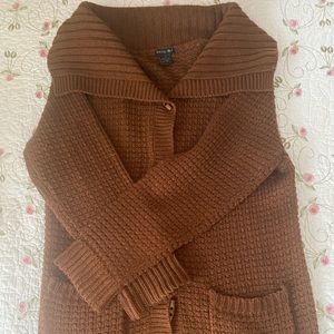 Brown thigh length cardigan